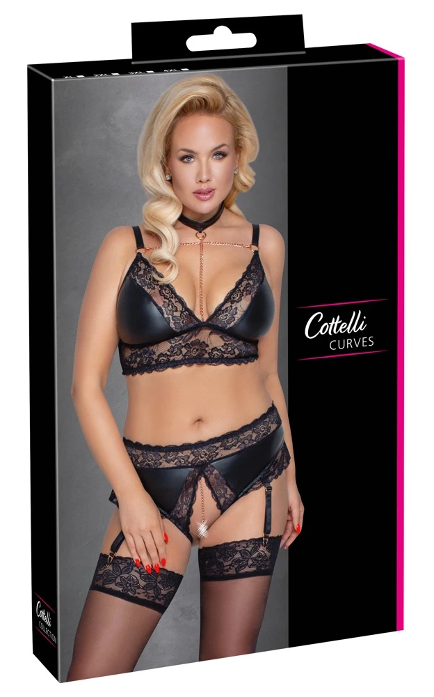 Cottelli Sinnliche Versuchung: Ein Mix aus Mattlook und Spitze. Soft BH und Straps Slip ouvert