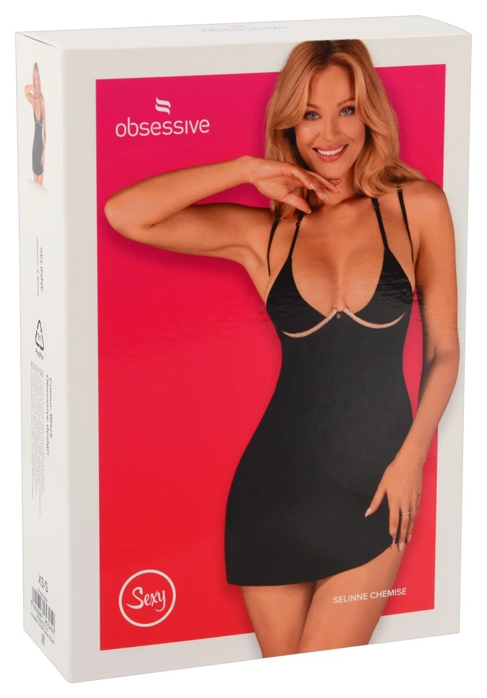 Obsessive Elegantes schwarzes Negligé Selinne inklusive dazu passendem String. Beides aus softer elastischer Mikrofaser. Obsessive Elegantes schwarzes Negligé Selinne inklusive dazu passendem String. Beides aus softer elastischer Mikrofaser.