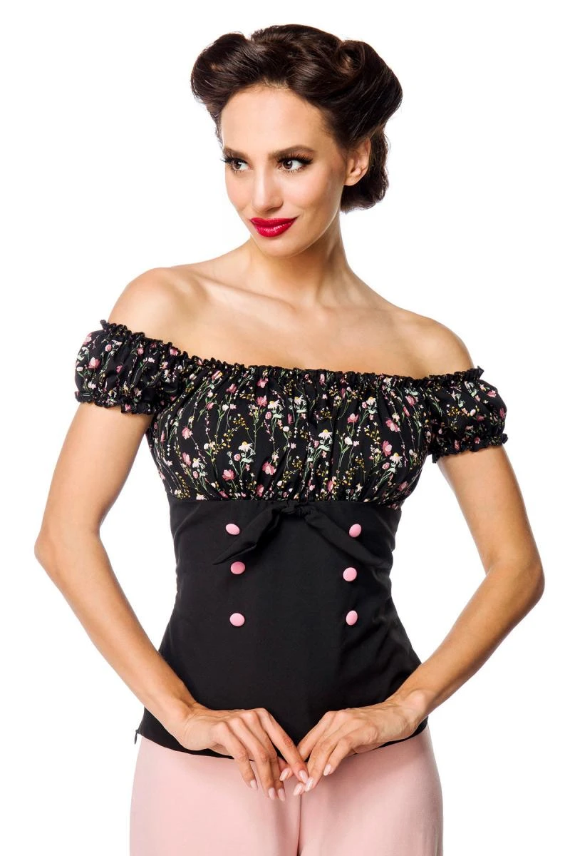 Schulterfreies Oberteil mit Raffung und kurzen Ärmelchen von Belsira Schulterfreies Oberteil mit Raffung und kurzen Ärmelchen von Belsira