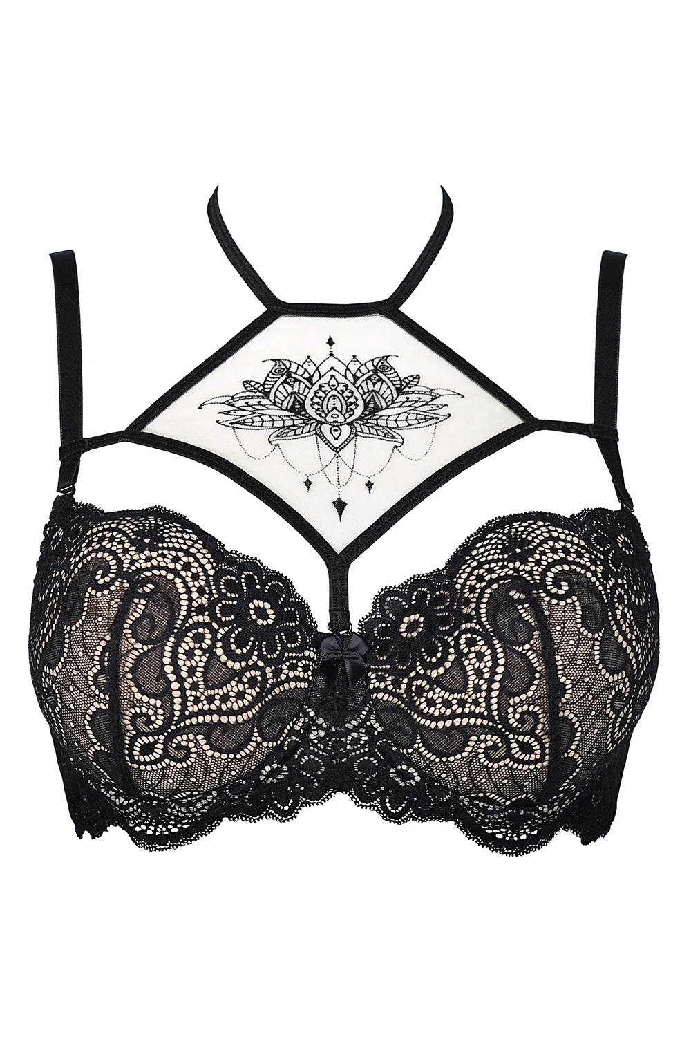 Axami schwarz/beige Spitzen PushUp BH Applikation am Dekoltee Axami schwarz/beige Spitzen PushUp BH Applikation am Dekoltee