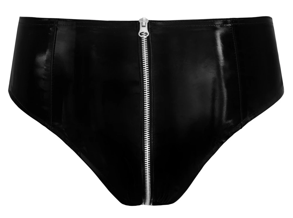 Slip von Black Level komplett im schwarzen Lackglanz. Mit durchgehendem, unterlegtem Metall-Reißverschluss.