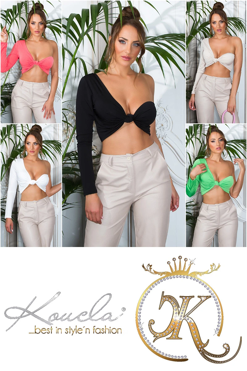 Hot One Schoulder Crop Top mit Knoten Effelt Hot One Schoulder Crop Top mit Knoten Effelt