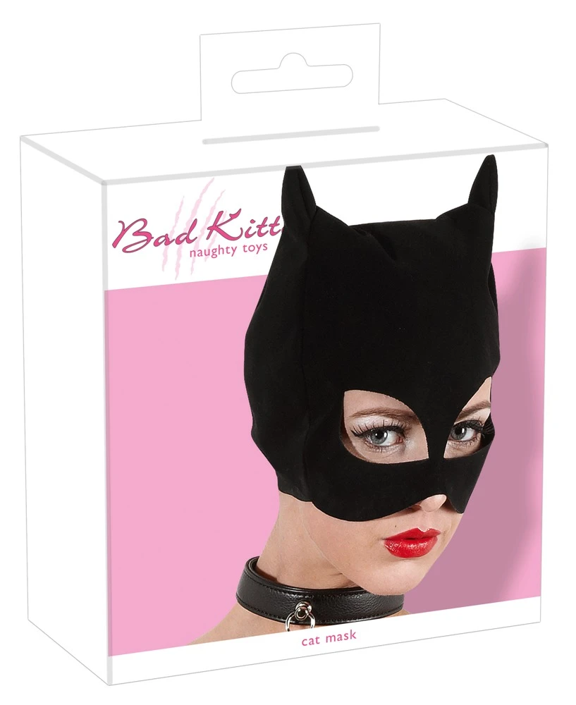 Kopfmaske von Bad Kitty in samtiger Nubuklederoptik in schwarz.