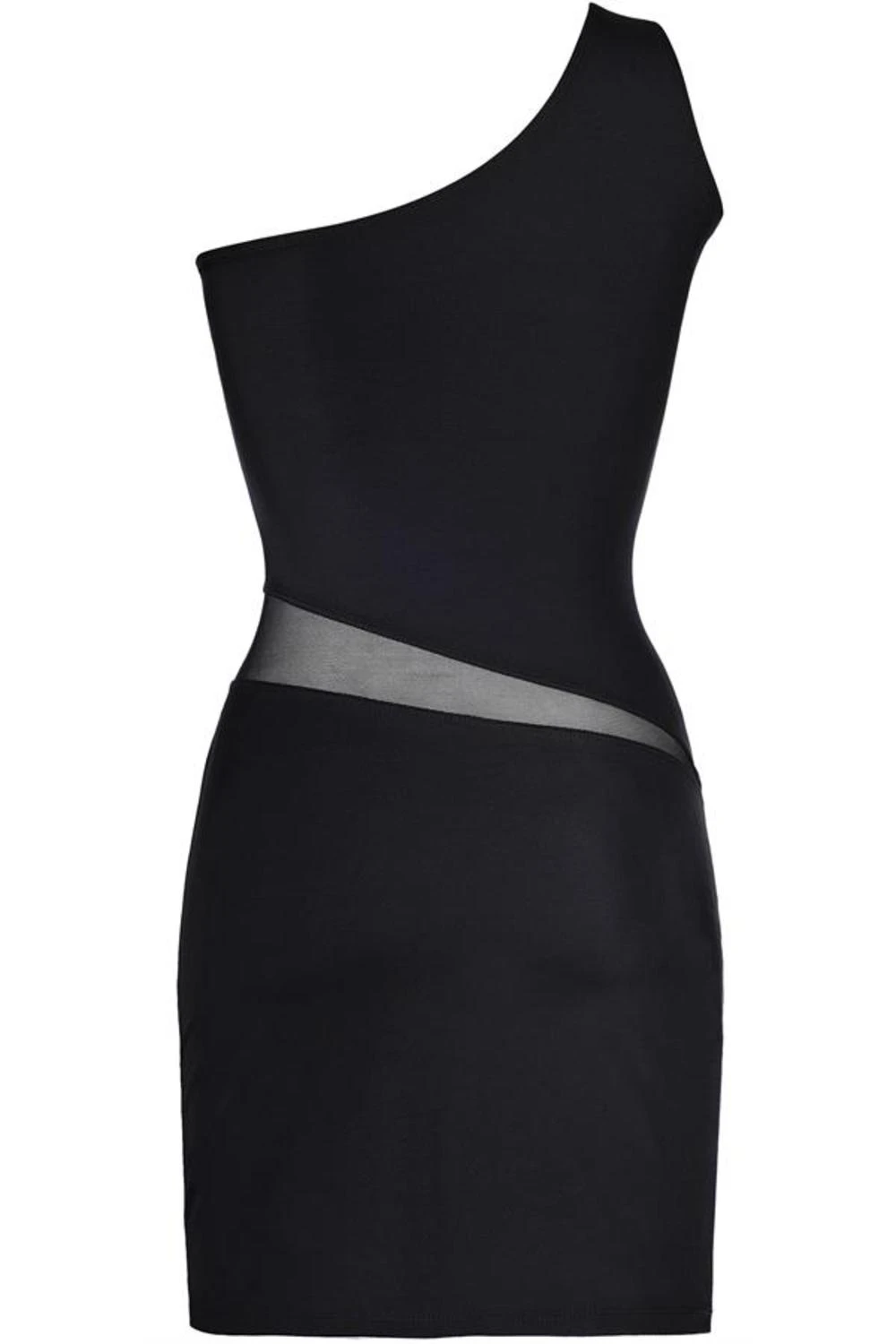 Axami asymetrisches Minikleid aus weicher Mikrofaser und Tüll Cutout in schwarz