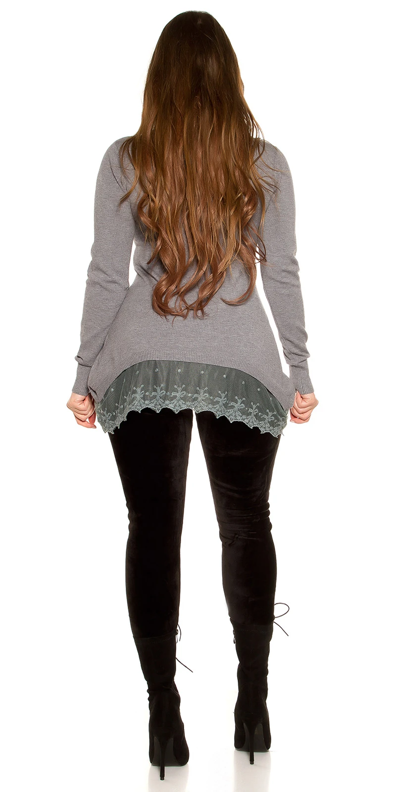 Chic Cocktail Long-Pullover mit Halskette Chic Cocktail Long-Pullover mit Halskette