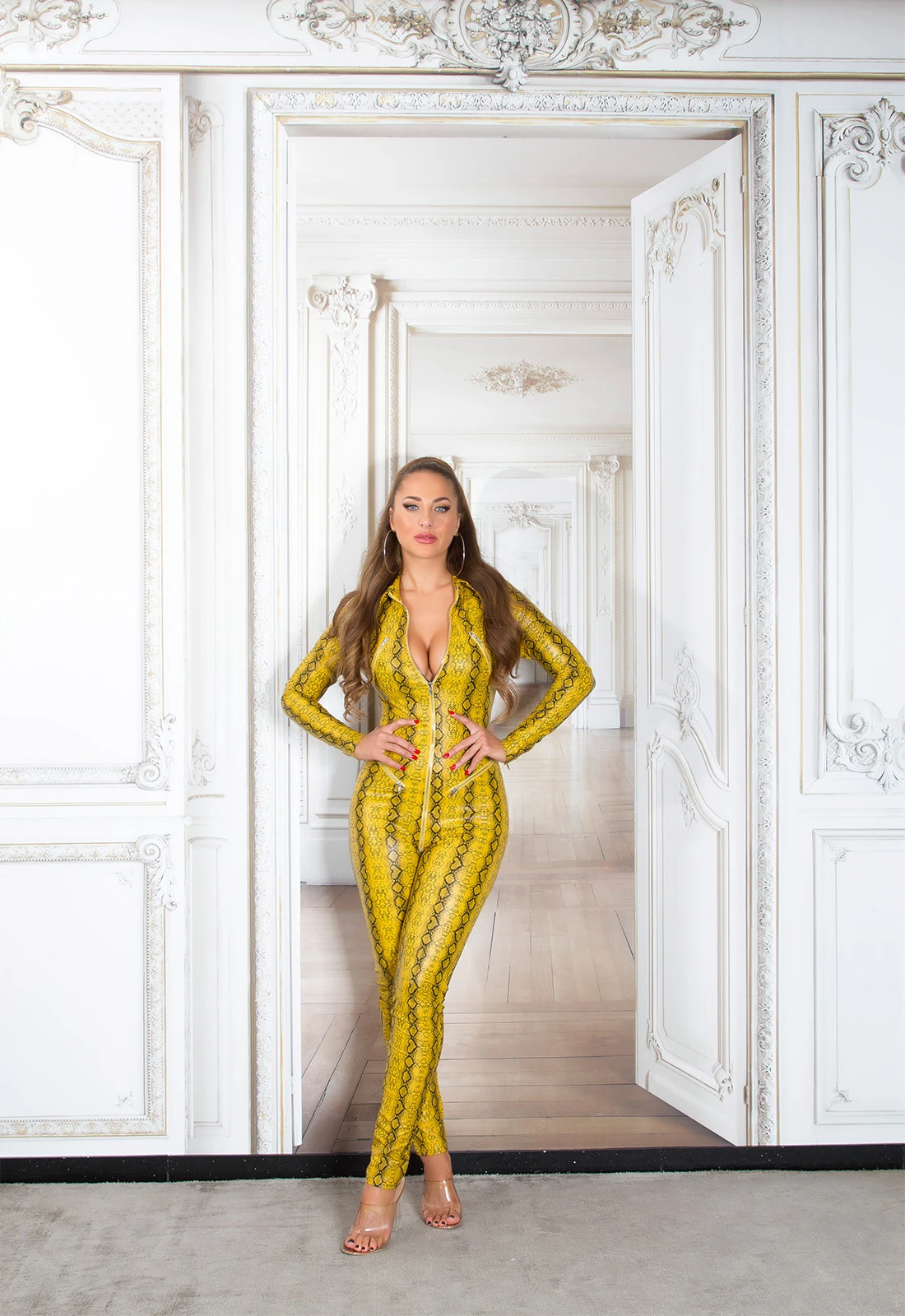 Glossy Long Zipper Jumpsuit im Wet Look Glossy Long Zipper Jumpsuit im Wet Look