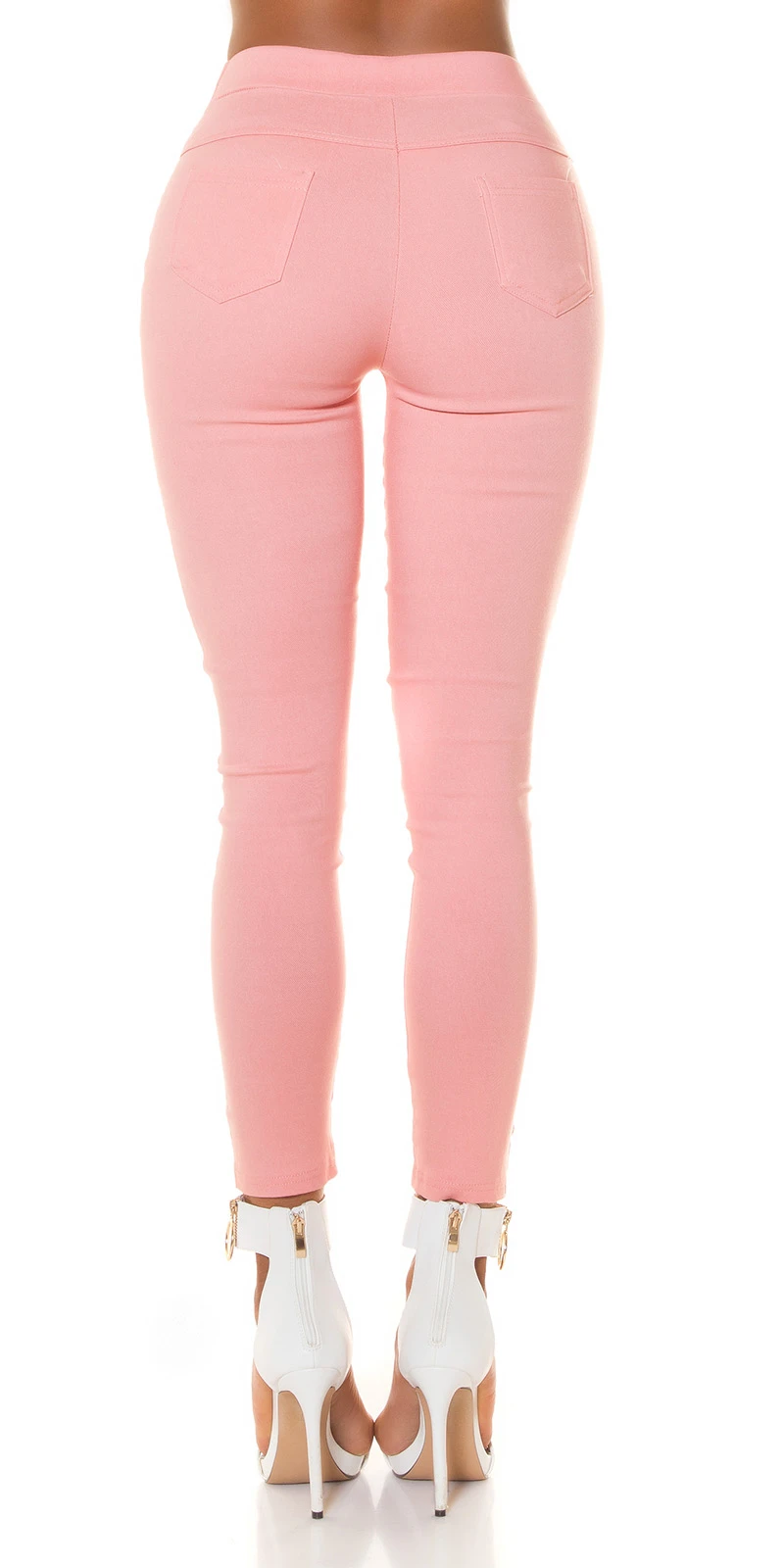 Skinny High Waist Leggings Hose mit Deko Knöpfe und Volant Skinny High Waist Leggings Hose mit Deko Knöpfe und Volant