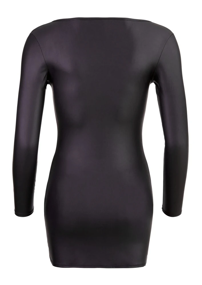 Cottelli PARTY Wet Minikleid mit Glitzerzip enges kurzes Langarm-Kleid