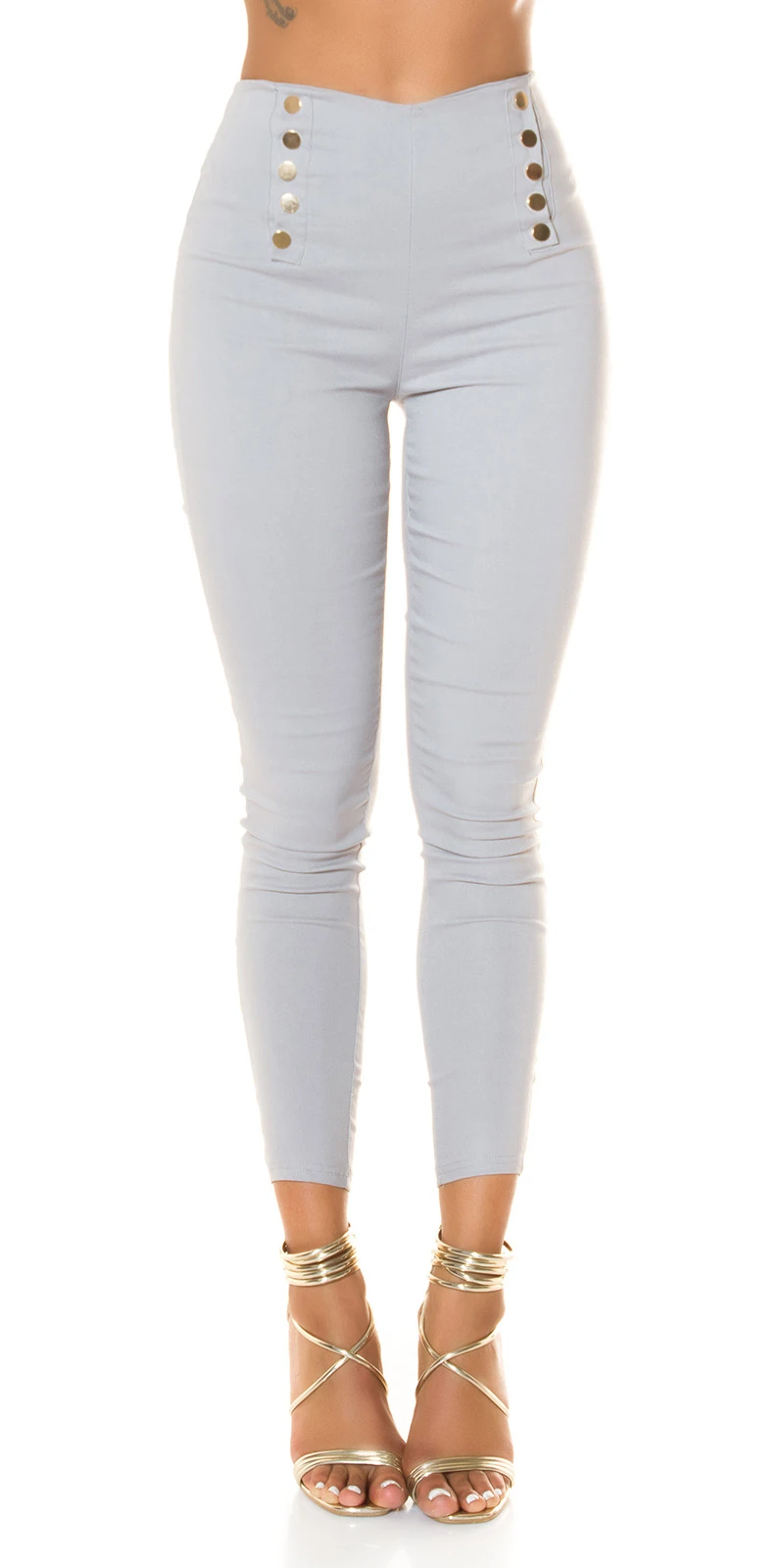 Skinny Business High Waist Leggings Hose mit Deko Knöpfe Skinny Business High Waist Leggings Hose mit Deko Knöpfe