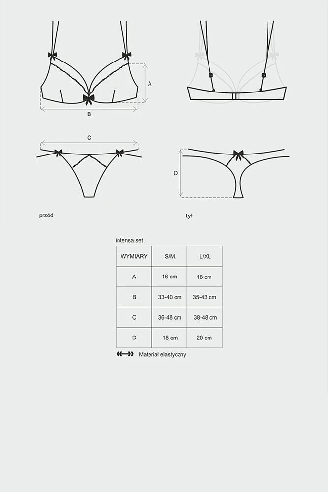 Dessous Set mit süßen Schleifen und Riemchen von Obsessive
