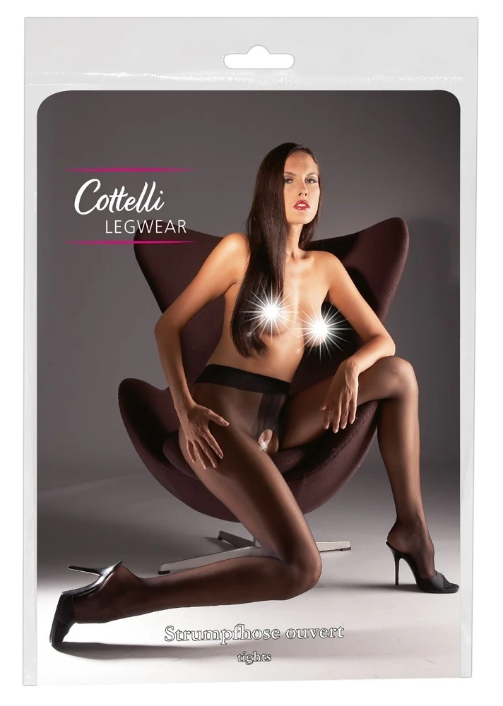 Cottelli Sinnliche Verlockung: Die Satin Sheer Glanz Strumpfhose mit verführerisch offenem Schritt