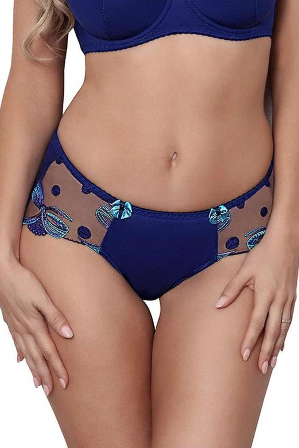 Axami blaue Panty verführerischer Spitzeneinsätzen