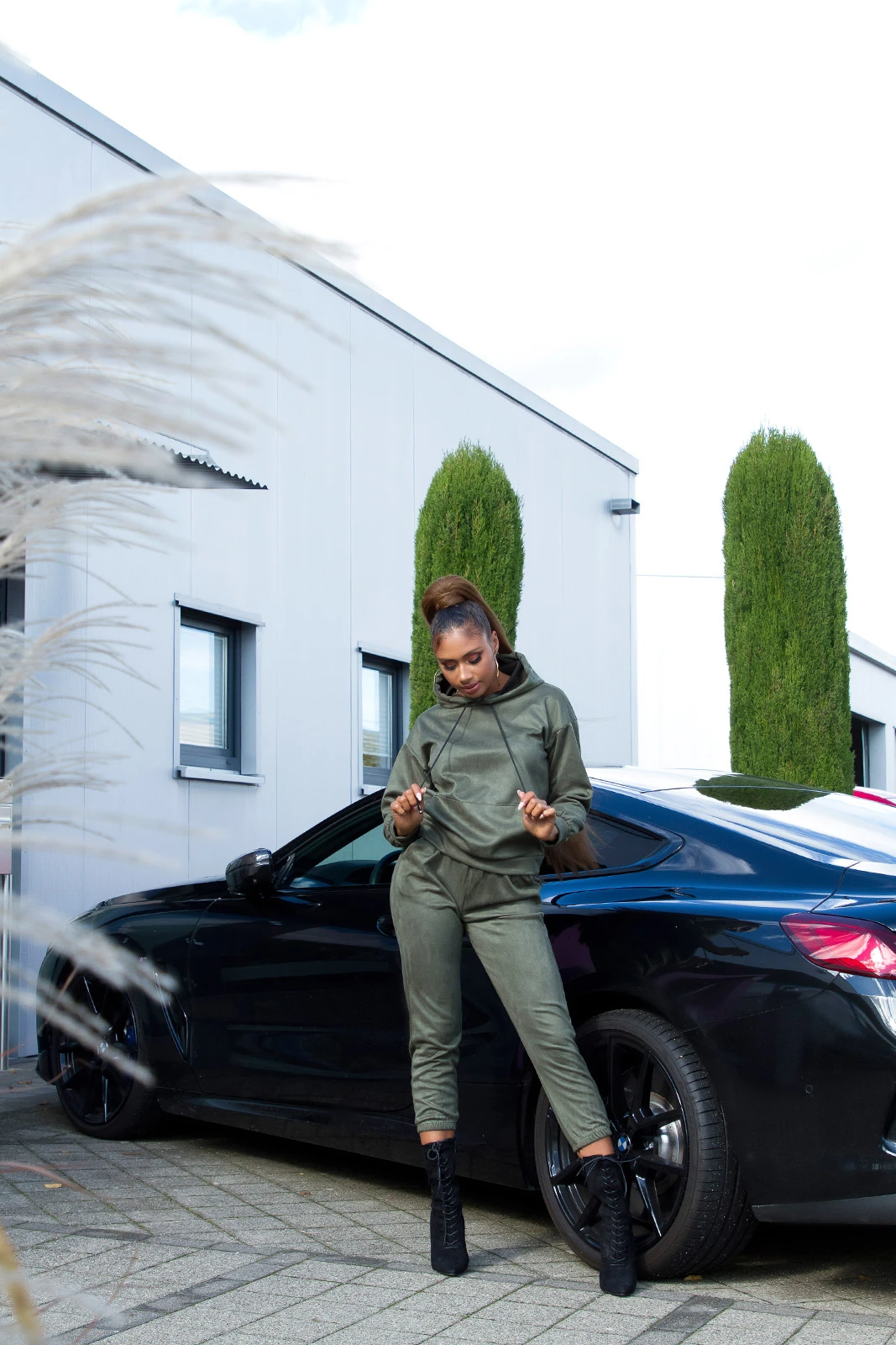 Wildleder Look Loungewear Freizeit Anzug mit Kapuze Wildleder Look Loungewear Freizeit Anzug mit Kapuze