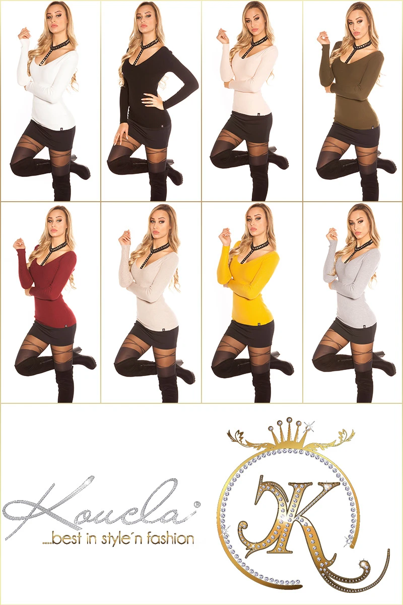 Cocktail Feinstrick Pullover mit Choker Effekt und Deko Nieten