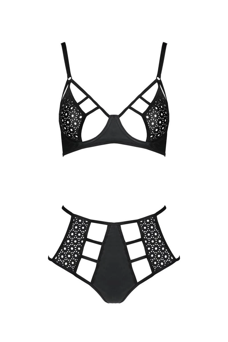 2tlg. Dessous Set aus dehnbarem Kunstleder mit Cutouts 2tlg. Dessous Set aus dehnbarem Kunstleder mit Cutouts