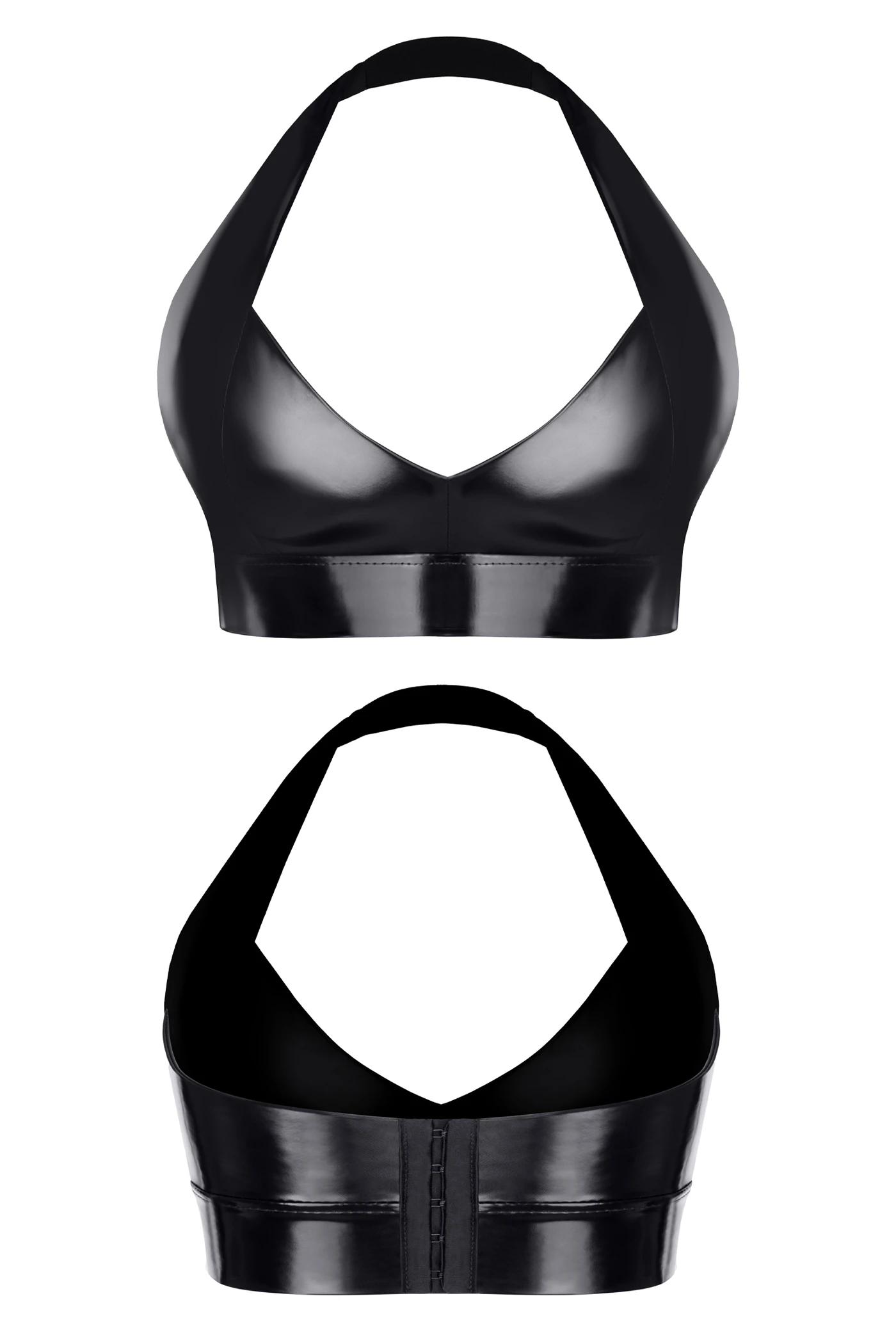 Kinky Top aus glänzendem Wetlook mit verstellbarem Hakenverschluss und elastischem Nackenband, perfekt kombinierbar! Schwarzes Damen-Top TDBettina001 Kinky Top aus glänzendem Wetlook mit verstellbarem Hakenverschluss und elastischem Nackenband, perfekt kombinierbar! Schwarzes Damen-Top TDBettina001