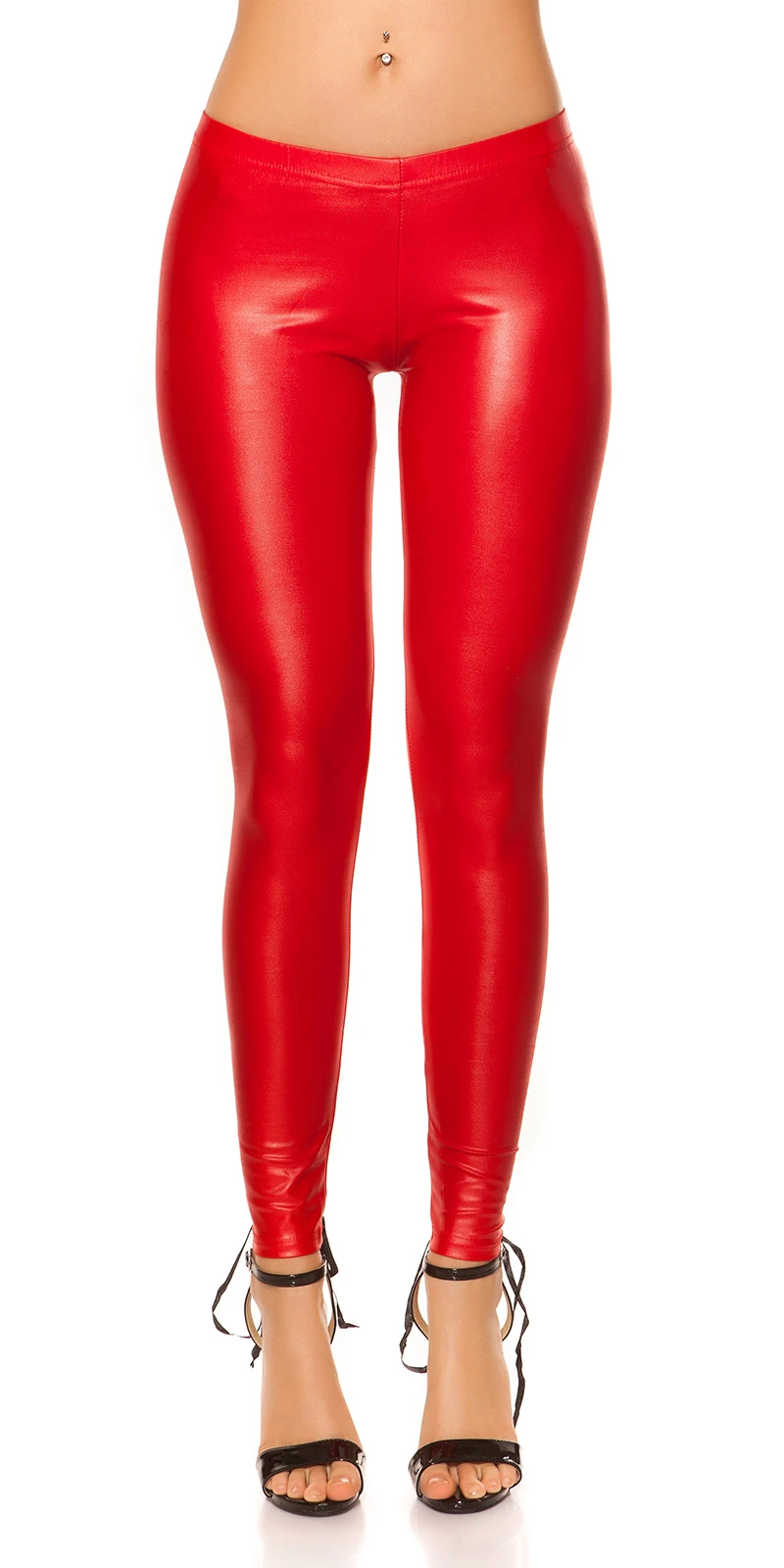 Glänzende Wet-Look-Leggings mit Corsagen-Schnürung