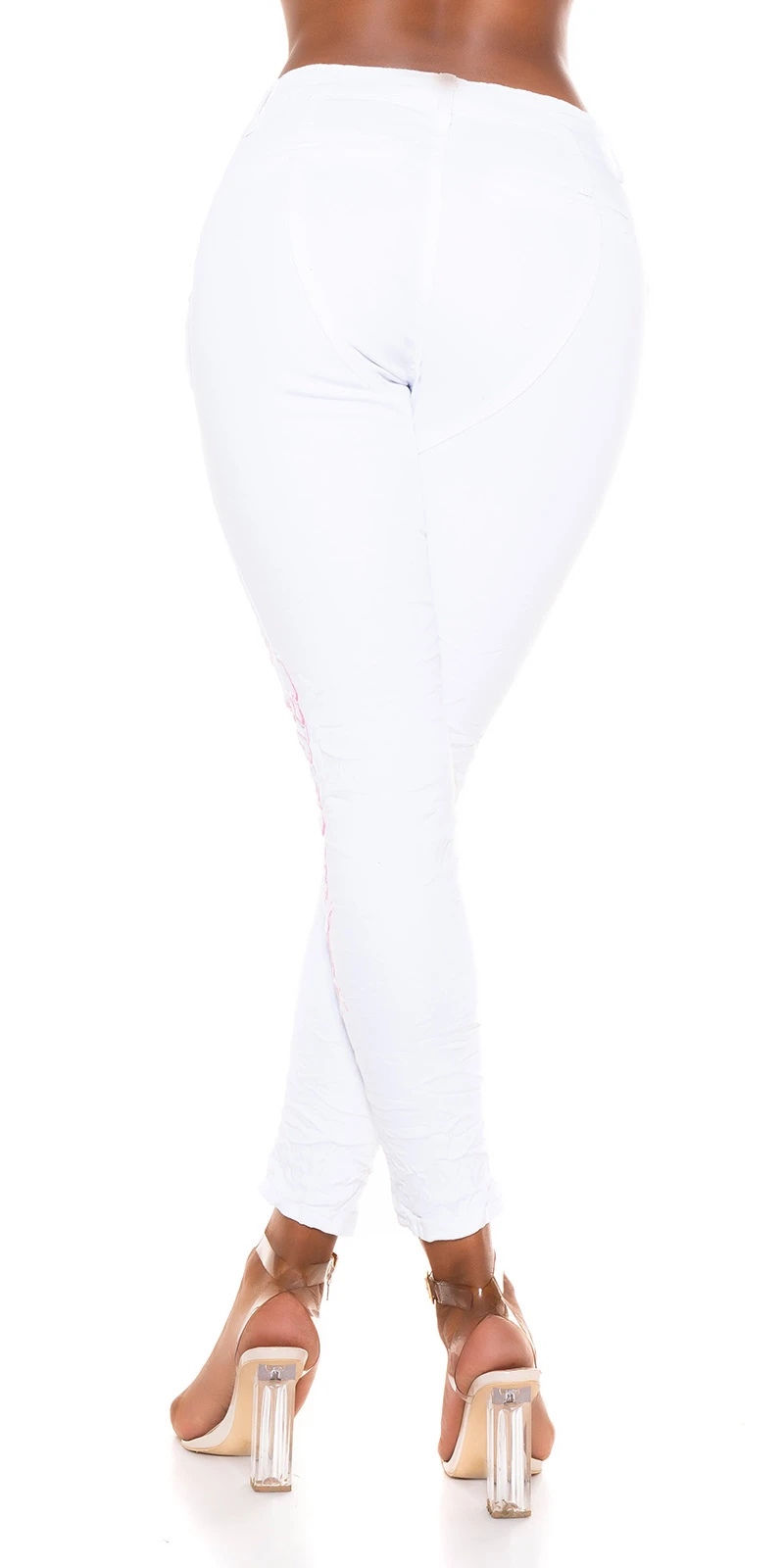 Knitter Skinny Hüft Chino Jeans mit schräger Knopfleiste Knitter Skinny Hüft Chino Jeans mit schräger Knopfleiste