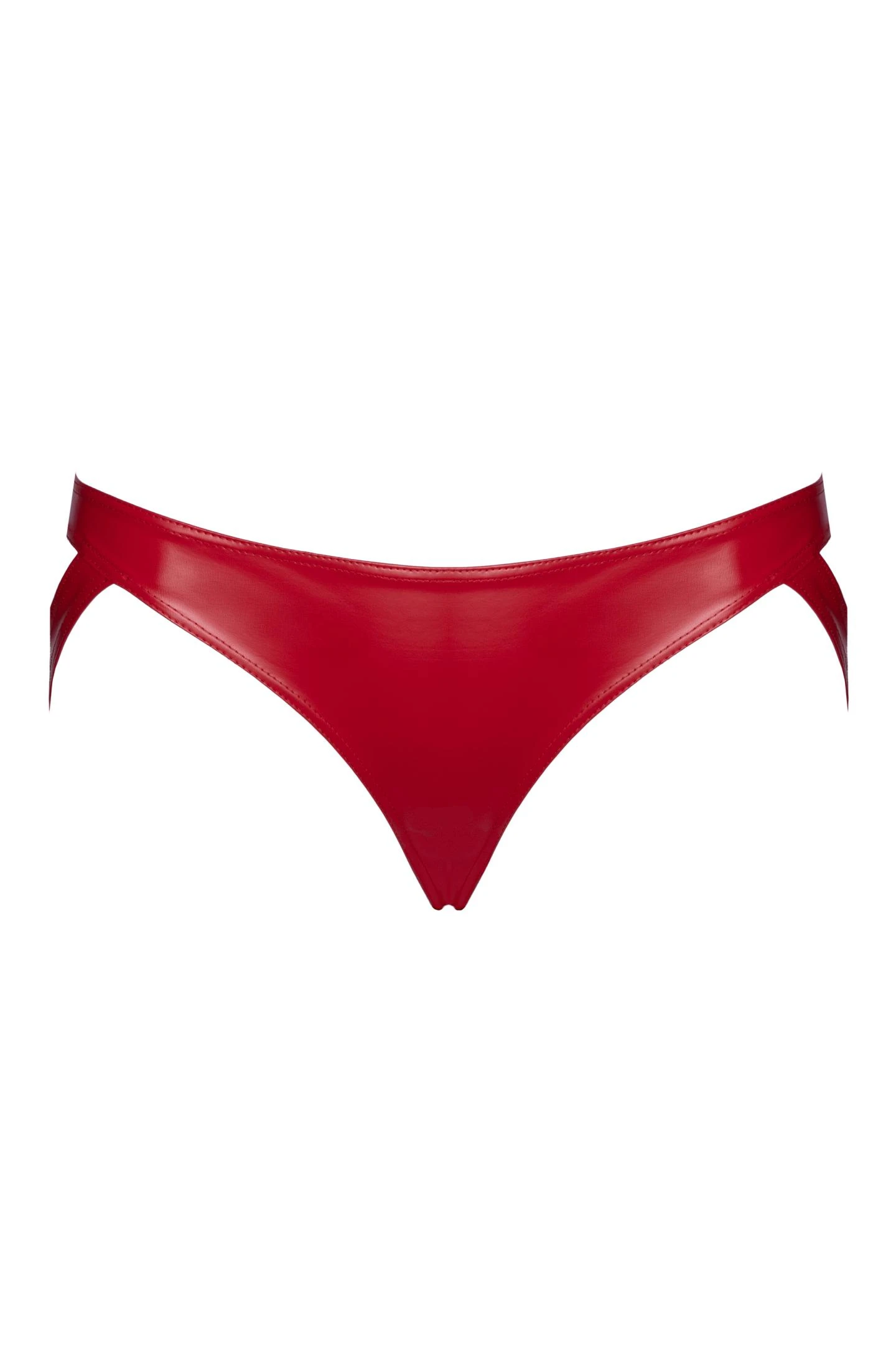 Strappy Panties Pofrei aus Powerwetlook mit Jockstrap-Optik, Kinky erotisch inszenierte rote Dessous mit elastischen Trägern und modernem Low-Waist-Schnitt F394 Noir Handmade