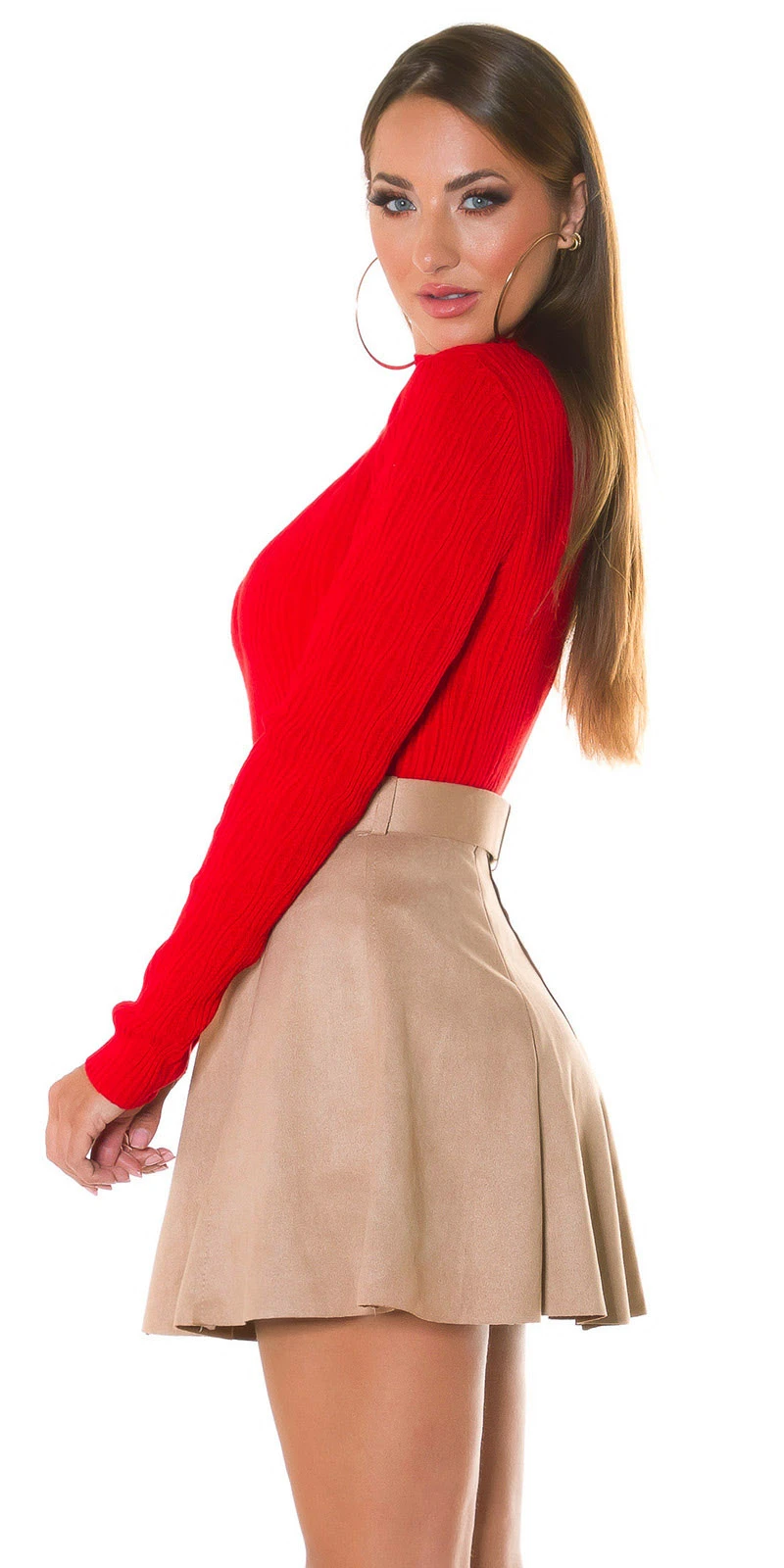 Uni Turtle Neck Strick Langarm Pullover mit Musterung Uni Turtle Neck Strick Langarm Pullover mit Musterung