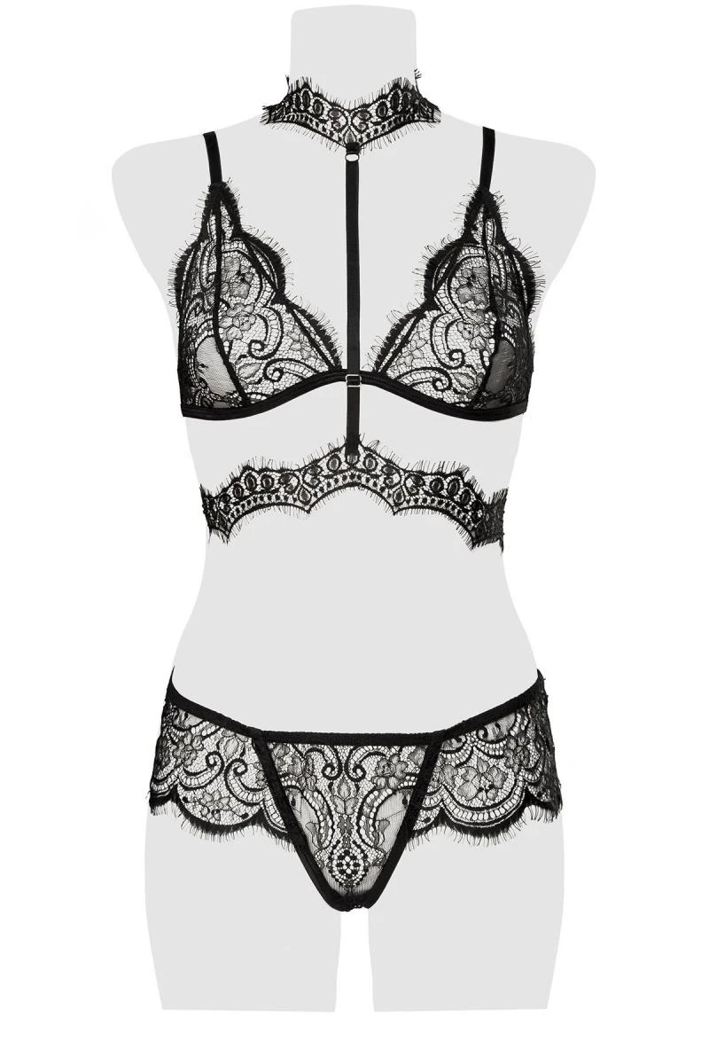 Bra Set aus elastische Netzspitze von Grey Velvet