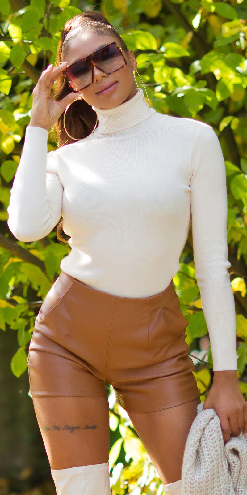 Kunstleder High Waist Shorts