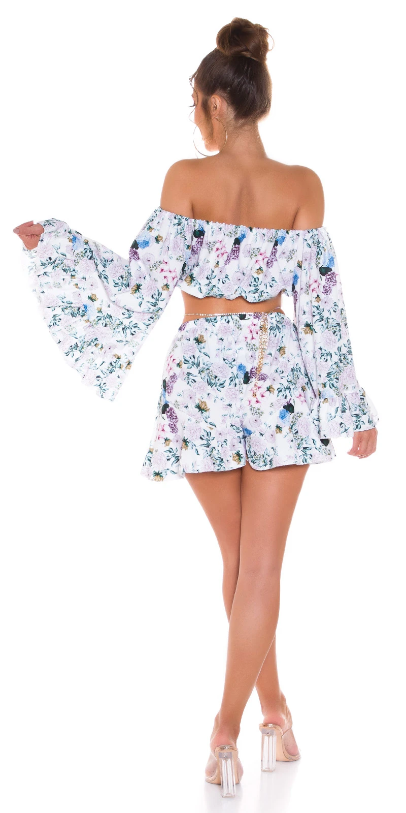 Flower Printed Summer Freizeit Shorts mit Volant-Effekt Flower Printed Summer Freizeit Shorts mit Volant-Effekt