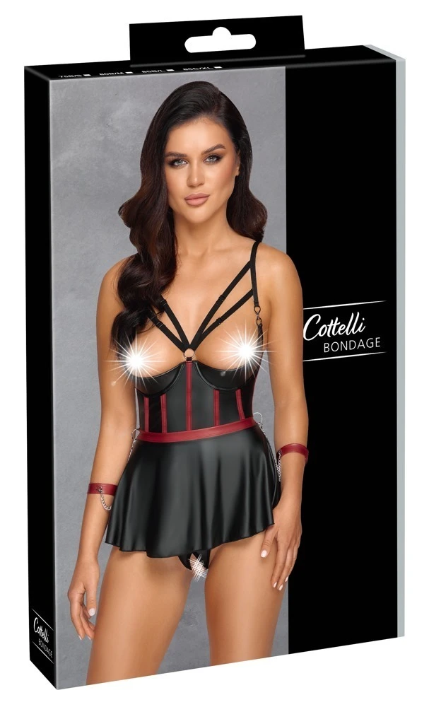 Cottelli Edle Longline-Hebe mit String Ouvert und verführerischen Armfesseln