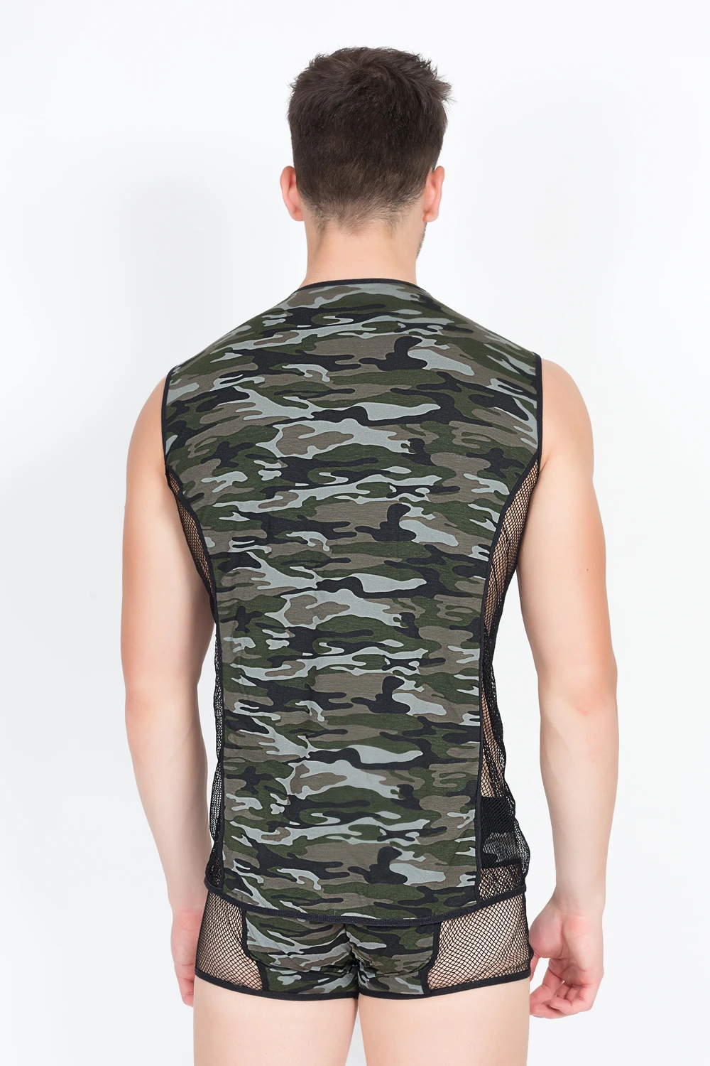 Herren Military 58-77 Camouflage Shirt mit Netz-Einsatz