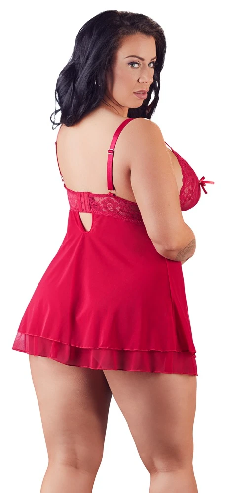 Cottelli Spitzenkleid mit geschlitzten Cups und doppellagigem Rockteil in Rot
