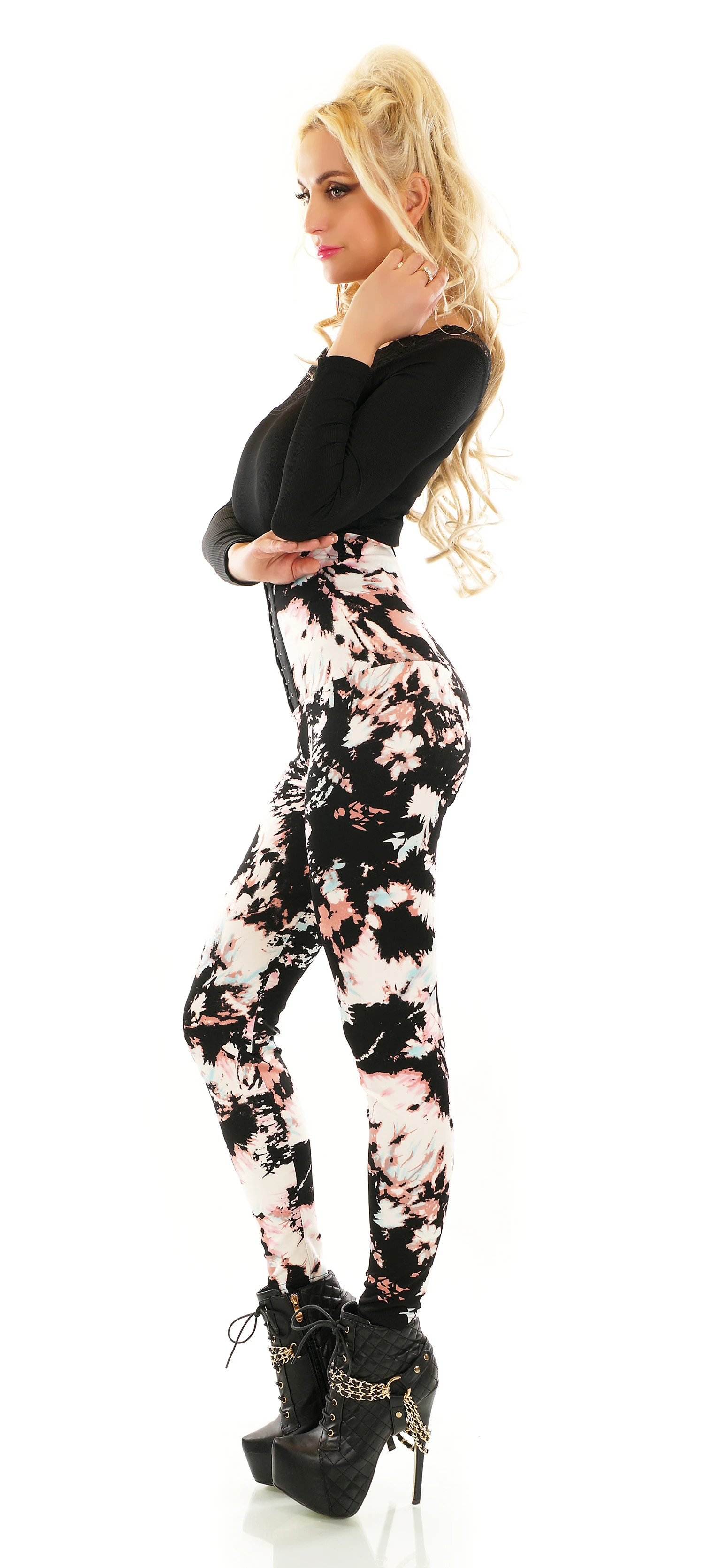 Printed Shape High Waist Leggings mit Corsagen-Optik Printed Shape High Waist Leggings mit Corsagen-Optik