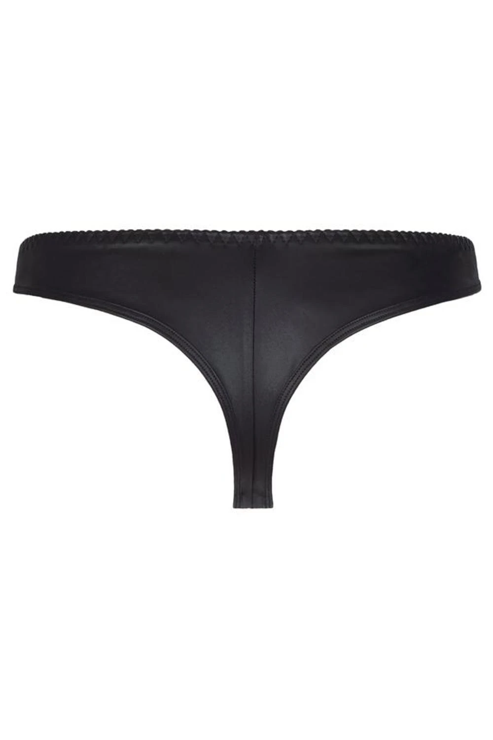 Sexy Tanga Brasiliana V-8325 im Latex-Look mit matten Abschlüssen, seidigem Schwarz und verführerischer Passform – Axami