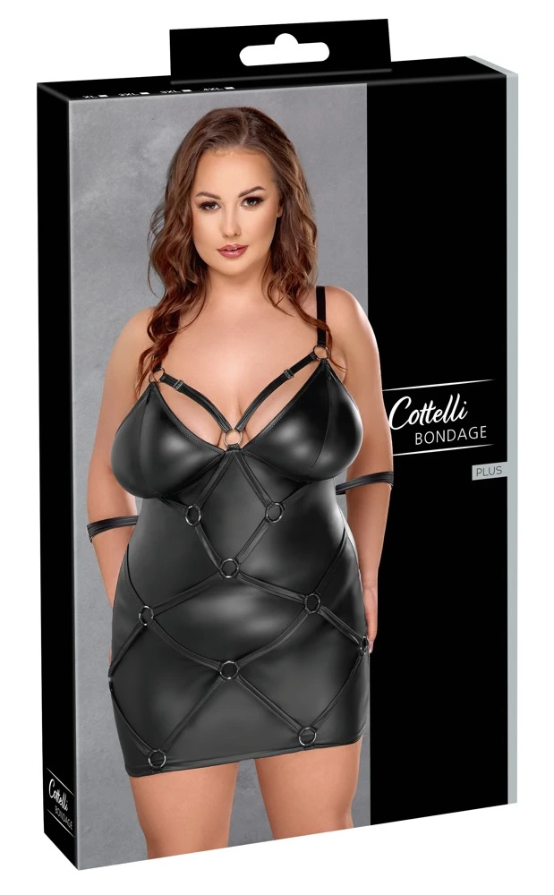 Cottelli verführerisches Set mit Kurzem Kleid und Handfesseln in edler Bondage-Optik
