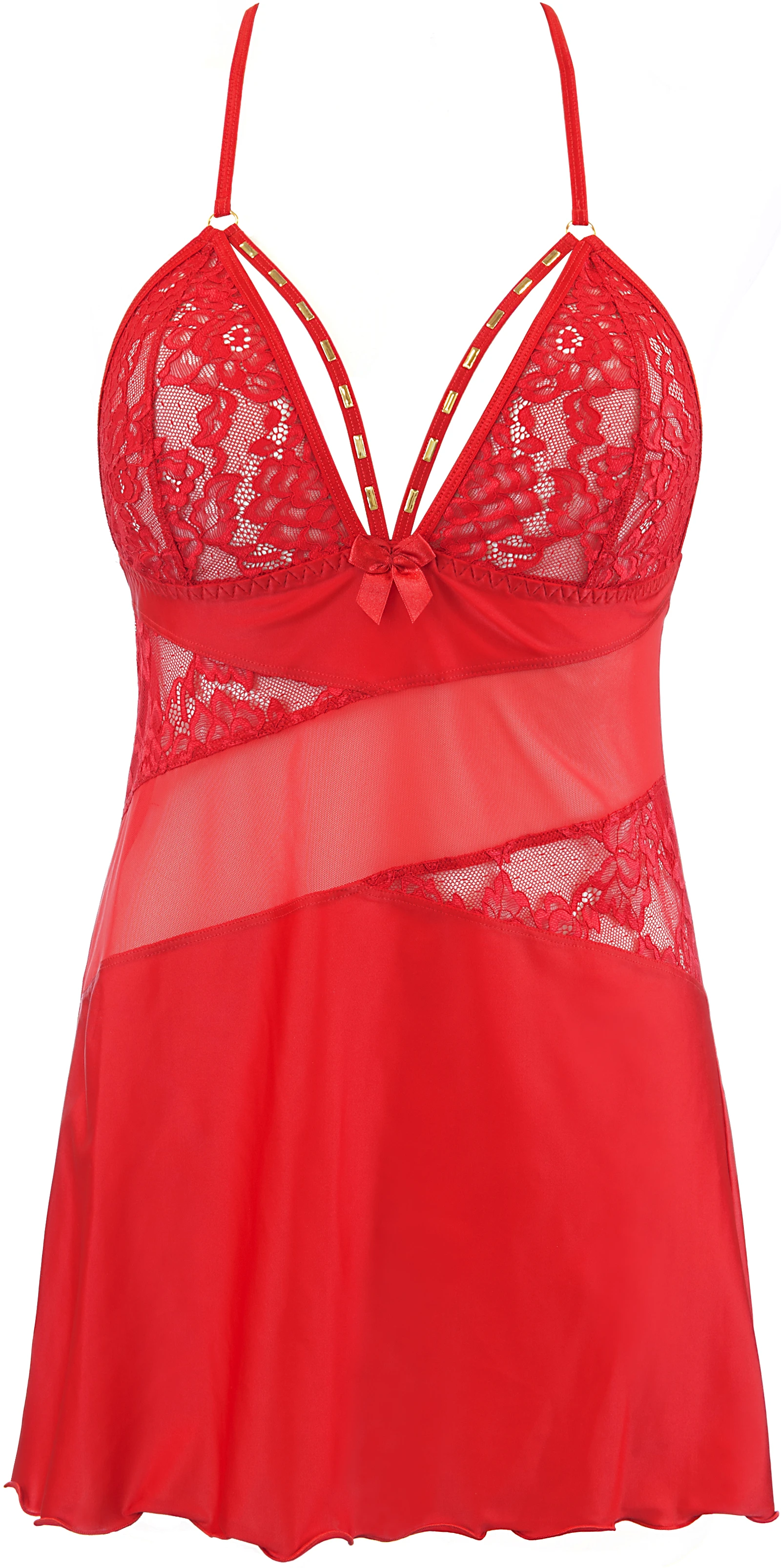 Axami romantisches Babydoll mit Streifen und Spitzeneinsätzen