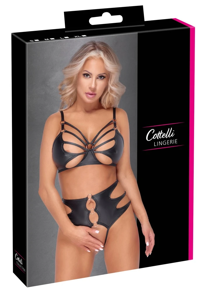 Cottelli LINGERIE Stretch Wetlook BH Ouvert Slip Set Ringe und elastischen Riemchen Cottelli LINGERIE Stretch Wetlook BH Ouvert Slip Set Ringe und elastischen Riemchen