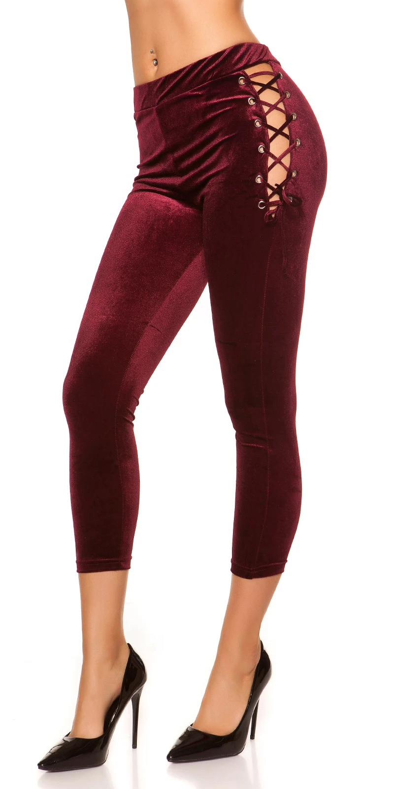Smat Optik Leggings mit Cutout und Deko Schnürung
