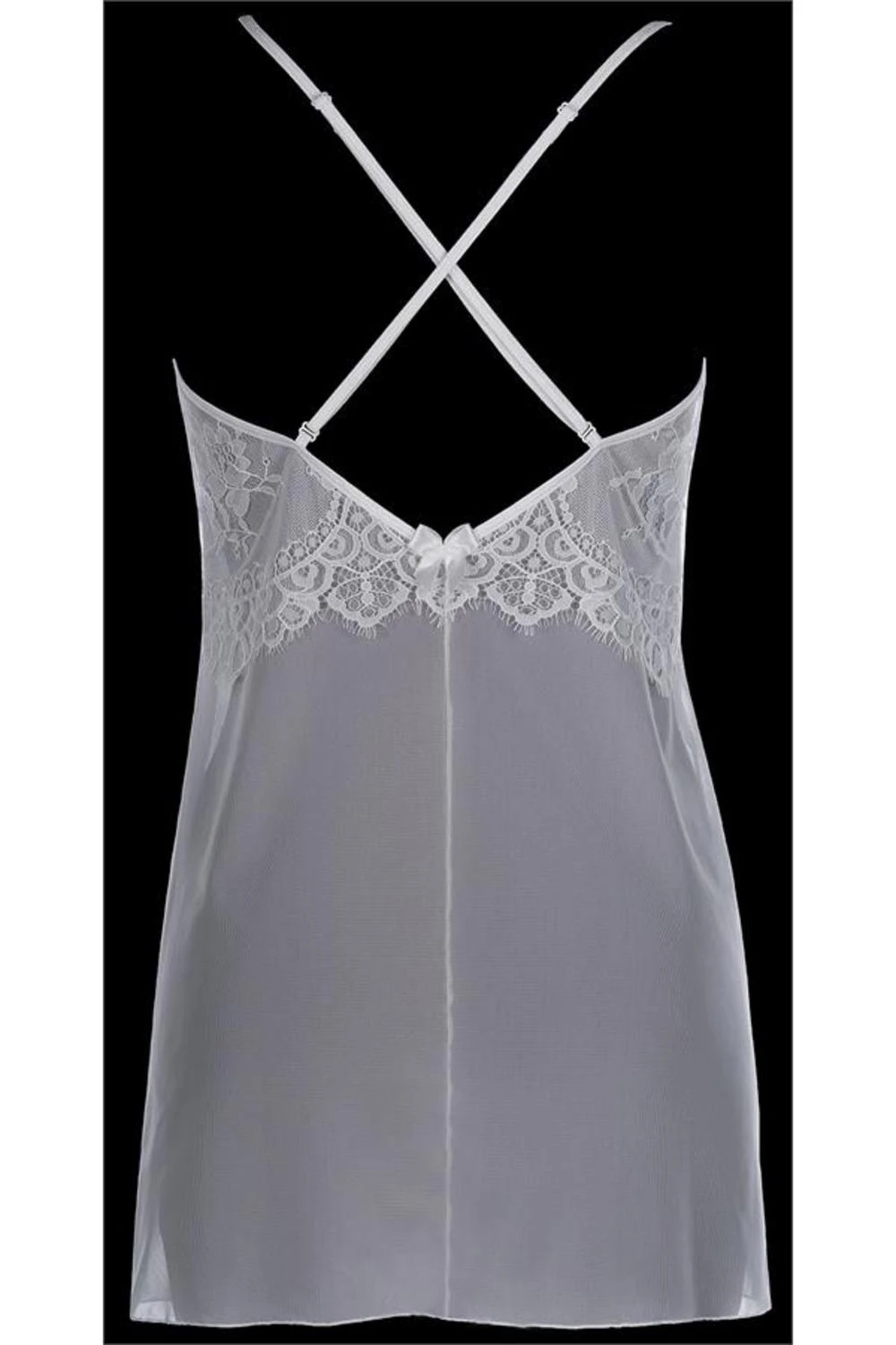 Axami weißer zartes Babydoll mit String aus Tüll und zarter Spitze