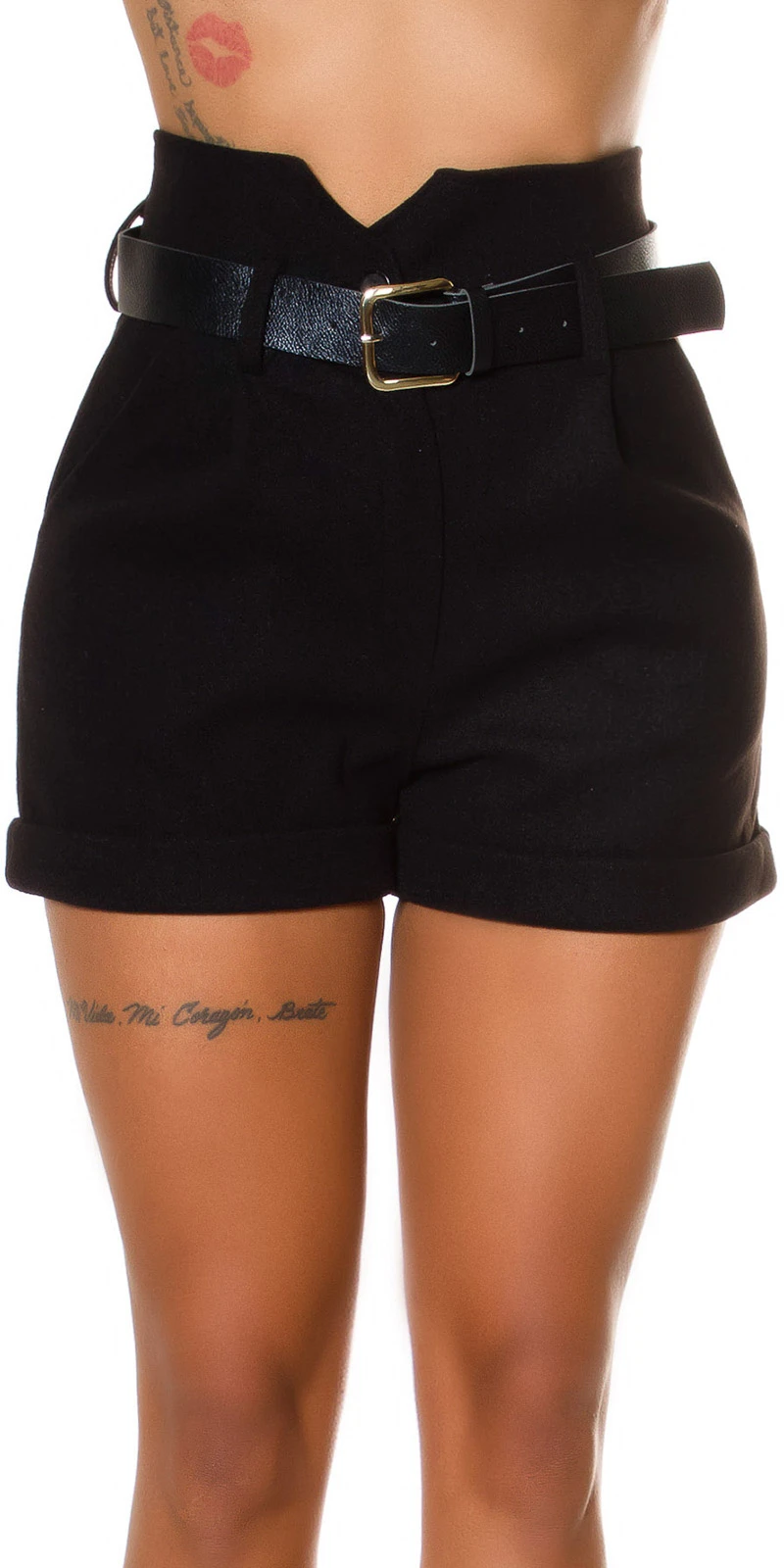 High Waist Business Stoff Shorts mit Gürtel High Waist Business Stoff Shorts mit Gürtel