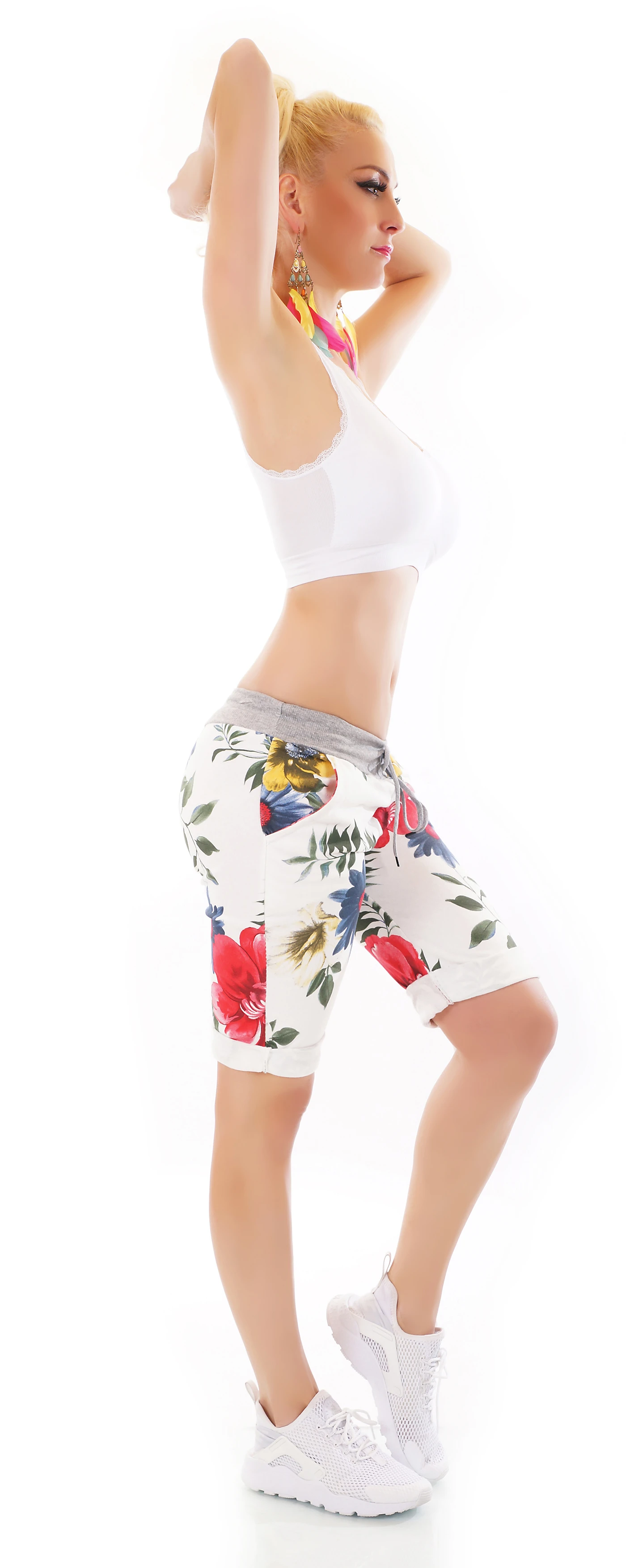 Flower Printed Bermuda Kurze Hose Cotton Shorts