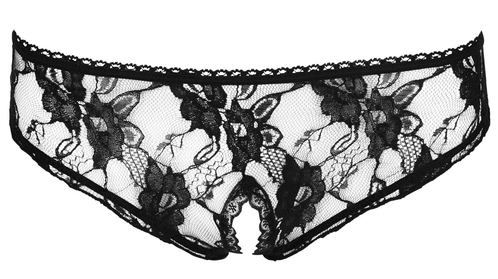 Cottelli LINGERIE offner Slip komplett aus zarter floraler Spitze Femininer Slip