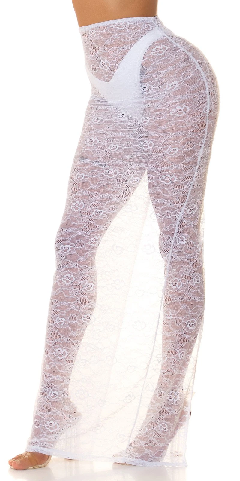 Highwaist Maxirock Spitzenrock Rock Bodenlang aus Spitze Transparent Cover up Highwaist Maxirock Spitzenrock Rock Bodenlang aus Spitze Transparent Cover up