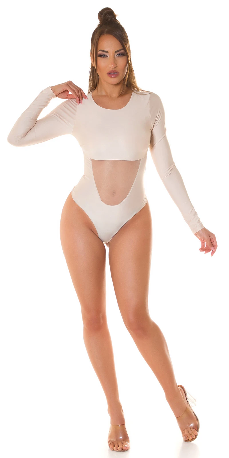 Shiny Langarm Body Top mit hot Mesh-Einsatz Shiny Langarm Body Top mit hot Mesh-Einsatz
