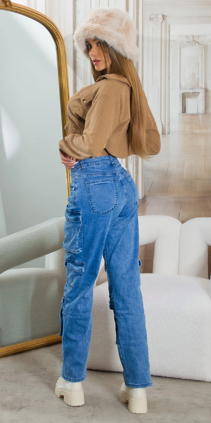 Denim Cargo Jeans Washed Out High Waist Hose, Jeanshose Gerade Breites Bein, Mid Low Waist Cargo Jeans Denim Cargo Jeans Washed Out High Waist Hose, Jeanshose Gerade Breites Bein, Mid Low Waist Cargo Jeans