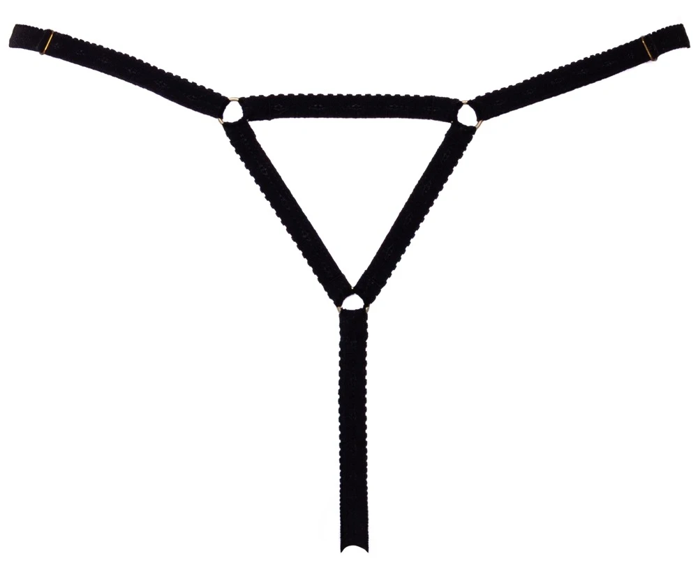 Cottelli LINGERIE Schmuckstring ouvert mit Strass-Blüten, Erotisch offen im Schritt und verstellbaren Stretchbändern