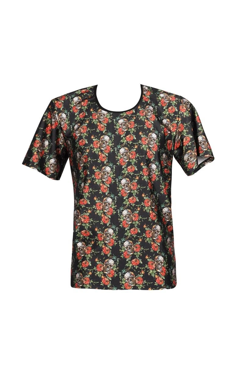 Herren T-Shirt mit Flower Skull Print von Anais for Men
