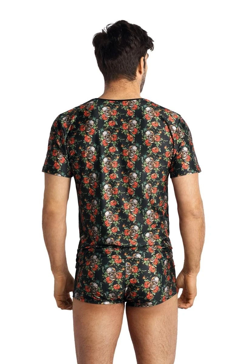 Herren T-Shirt mit Flower Skull Print von Anais for Men