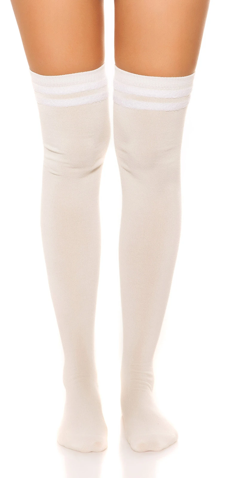 1 Paar Kniestrümpfe Overknee Strümpfe Damen Lange Unifarbene Socken mit Streifen
