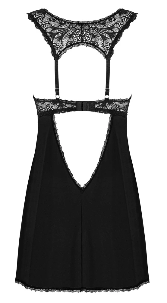 Obsessive schwarzes Babydoll Donna Dream inklusive dazu passendem String. Softe elastische Mikrofaser im Mix mit wunderschöner Stretch-Spitze. Obsessive schwarzes Babydoll Donna Dream inklusive dazu passendem String. Softe elastische Mikrofaser im Mix mit wunderschöner Stretch-Spitze.