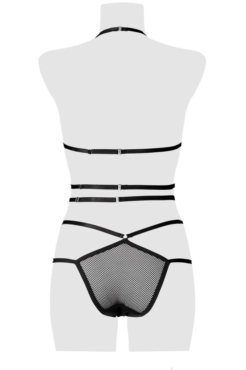 Transparentes Erotik-Set aus Netz mit verstellbaren Bändern