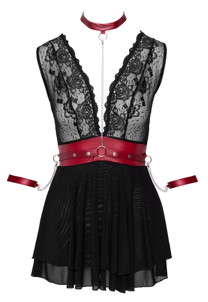 Cottelli Verführerisches Babydoll-Set: Sinnliche Spitze, Mattlook-Akzente und verstellbare Extras